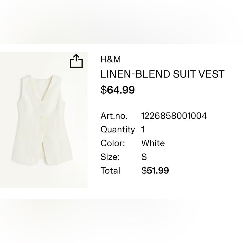 H&M Ivory Linen-Blend Vest